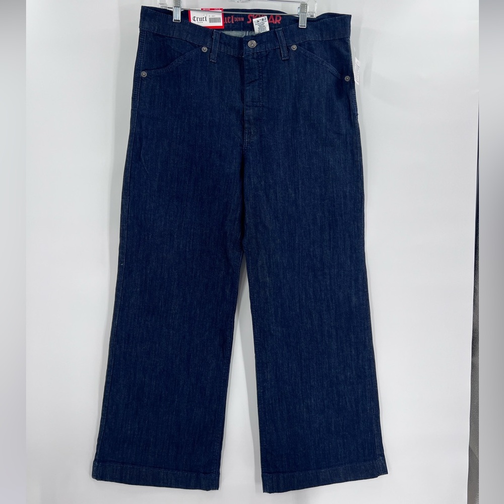 NWT Cruel Denim Skylar Sky-High Rise Wide Leg Jeans Size 34/17R Dark Wash